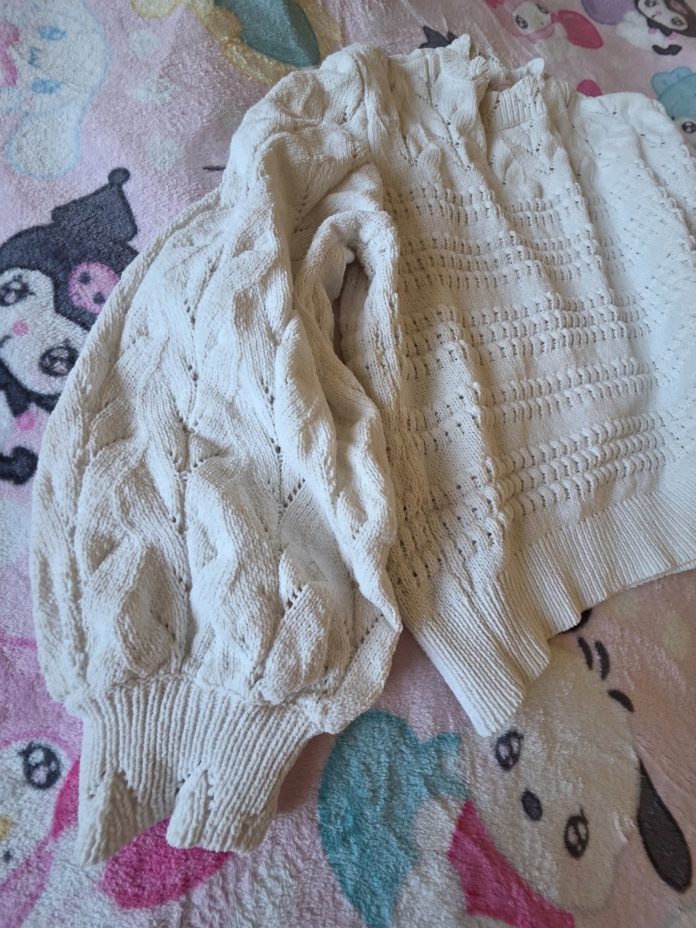 LC Lauren Conrad Cream Open-Knit Cable Crewneck Sweater